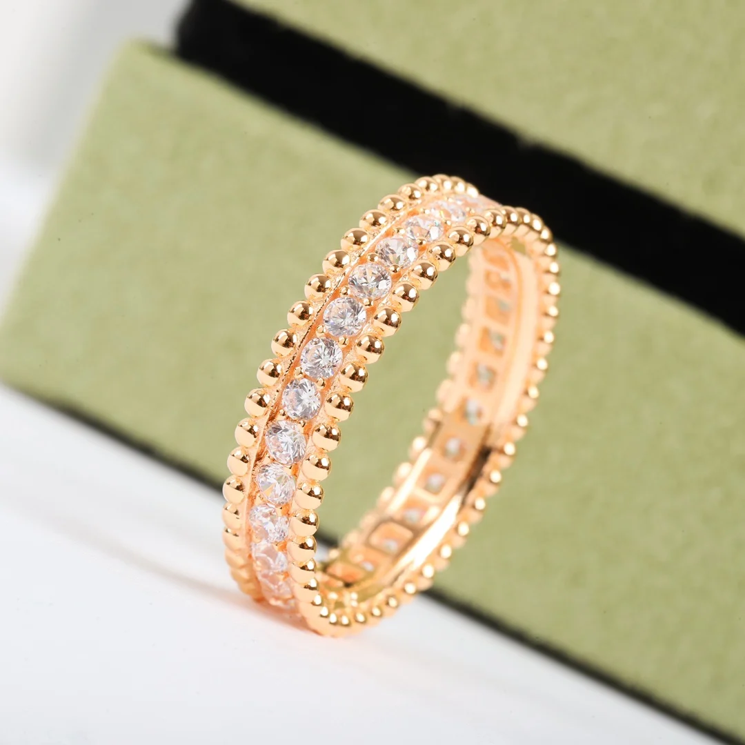 

Fashion Top Quality Rose Gold Silver Full Diamond Ring Women Luxury Jewelry Couples Accessories Trend 2024