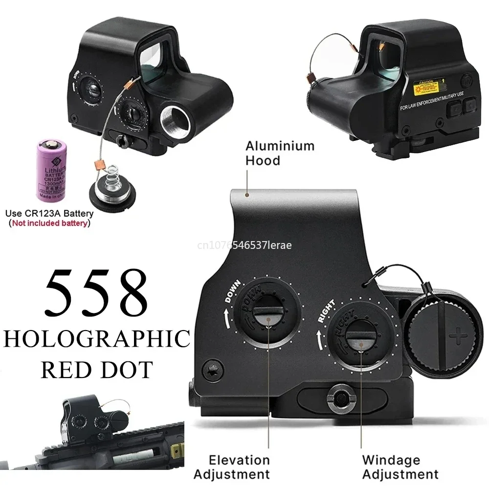 Eotech Holographic Collimator 558 Red Dot Sight G43/G33/G45 3X 5X Magnifier Airsoft Hunting Gear w/ 20mm Rail Mounts & QD Lever 2