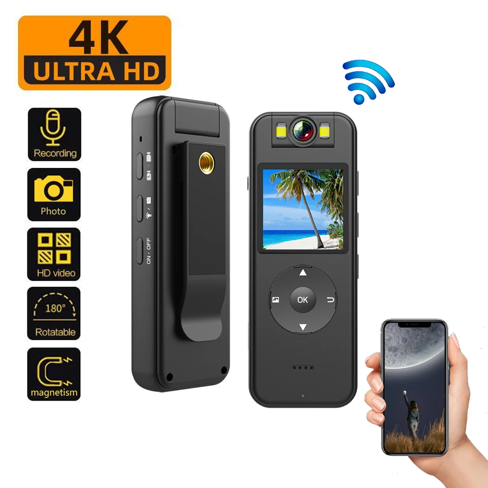 

Wifi Mini Camera Ultra HD 4K Portable Digital Video Recorder Body Camera Night Vision 150° Wide Angle DVR Miniature Camcorder