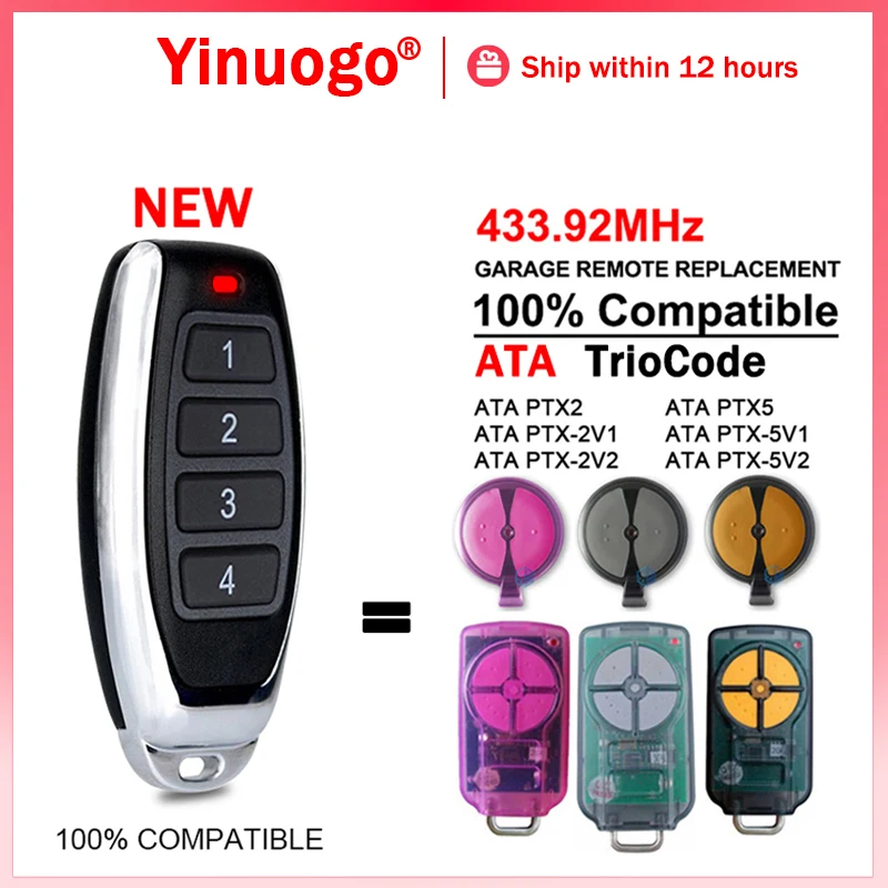 

For ATA PTX5 TrioCode Garage Door Remote Control Compatible With ATA PTX-5V2 PTX-5V2 GOD 6v3 6v4 7v2 7v3 8v3 9v3 10v1 11v1