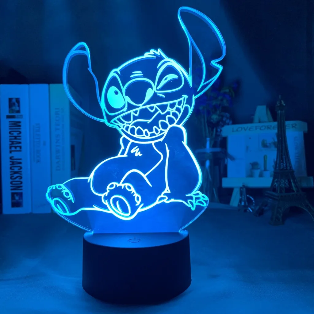 Cartoon Stitch Figurine 3D LED Light Children LED Night Light USB LED Table  Lamp for Bedroom