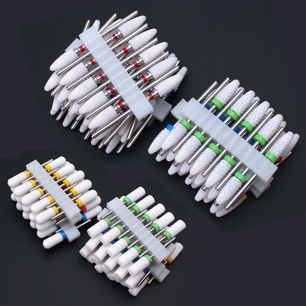 10pc Ceramic Nail Drill Bits Set Manicure Drills Milling Cutter Electric Nail Files Cuticle Remove Equipment Accessories 1