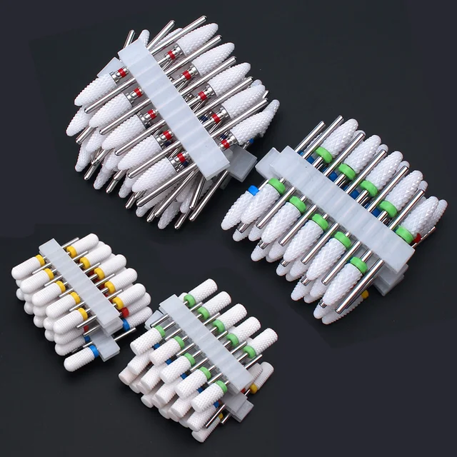 10pc Ceramic Nail Drill Bits Set Manicure Drills Milling Cutter Electric Nail Files Cuticle Remove Equipment Accessories