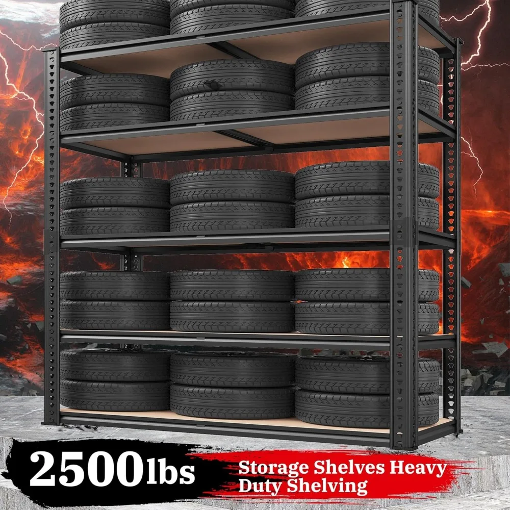 2500LBS Garage Shelving 72''H Storage Shelves Heavy Duty Shelving 5 Tier Metal Shelves for Garage Shelves Adjustable Shel 4