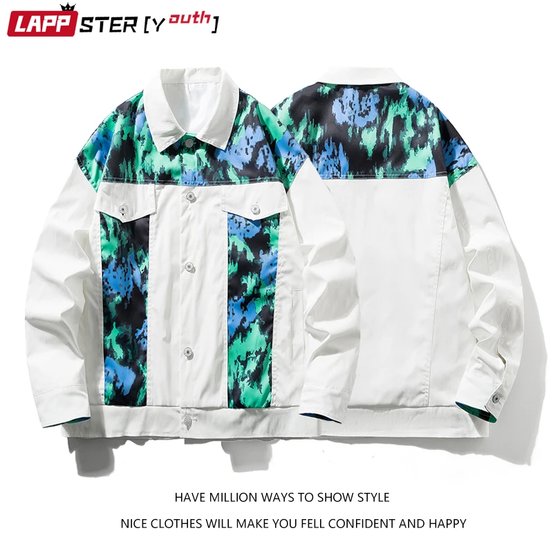 

LAPPSTER-Youth Men Tie Dye Harajuku Windbreaker 2023 Mens Patchwork Streetwear Varsity Jacket Male Korean Fashion Bomber Jacket