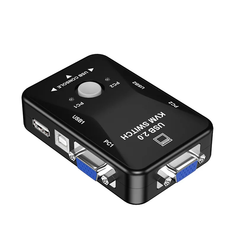 USB KVM Switch 2 Port VGA Switch Box 2 In 1 Out USB 2.0 KVM Mouse Keyboard Switcher HD 1080P Vga Splitter Box Sharing