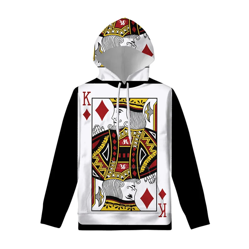 thumbnail image 1 of Sudadera con capucha con estampado 3D de naipes creativos para hombre, sudadera con estampado de póquer con personalidad, sudadera informal para primavera y otoño, 1 of 5