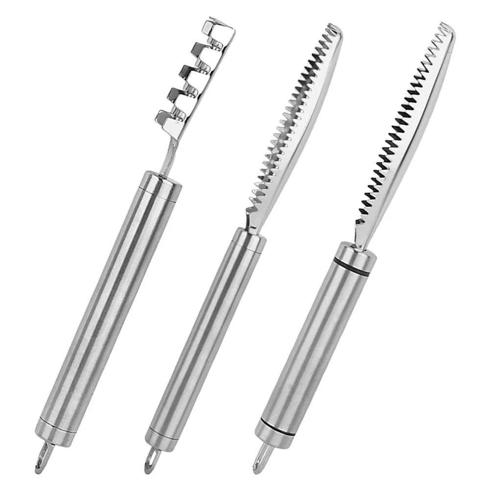 

3pcs Stainless Steel Fish Cleaning Tool Kitchen Fish Scaler Peeler Fish Skin Cleaner Kit