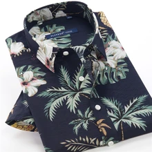 

SHAN BAO XXL-10XL Plus Size Summer Brand Lightweight Loose Short Sleeve Shirt Classic Print Men's Casual Beach Thin Shirt