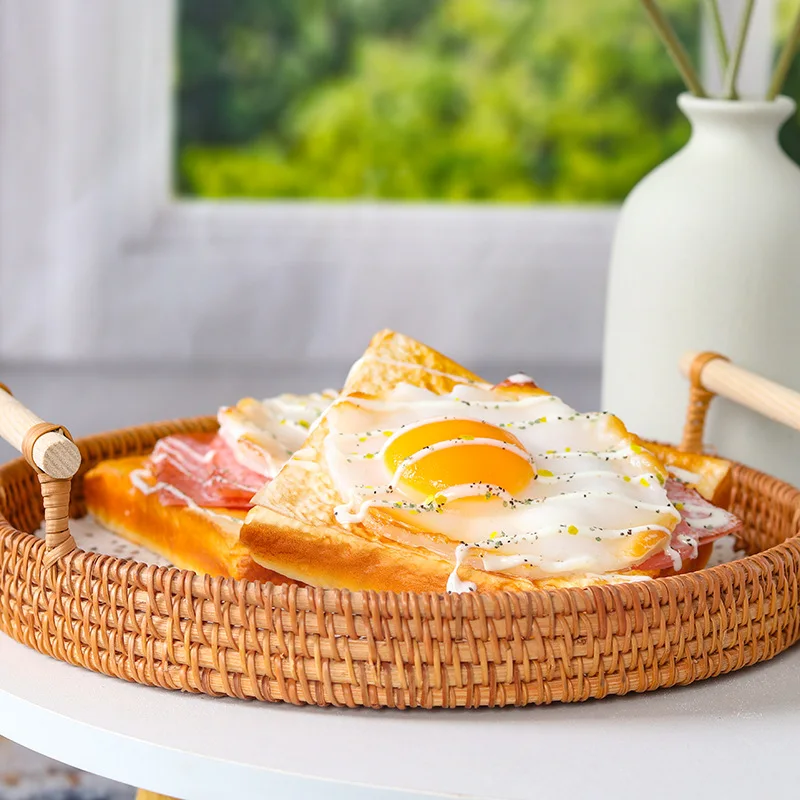 Artificial Eggs On Toast Fake Food Decoration Photography Pro Food Simulation Cake Model Tea Table Decoration 1PC food model food photography props kitchen food toys artificial egg decoration