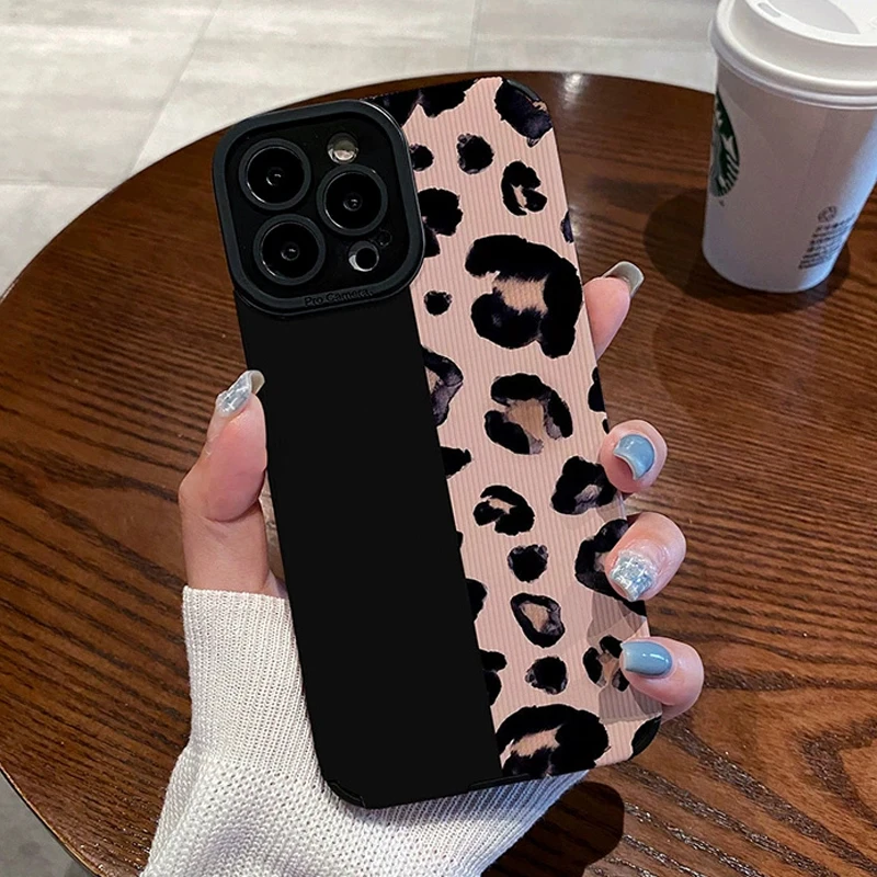 thumbnail image 1 of Fahion-funda con estampado de leopardo para iPhone, carcasa de TPU suave con protección de lente para modelos 15 Pro Max, 14, 13, 12, 11 Pro Max, X, XR, XS Max, 7, 8Plus, 1 of 4