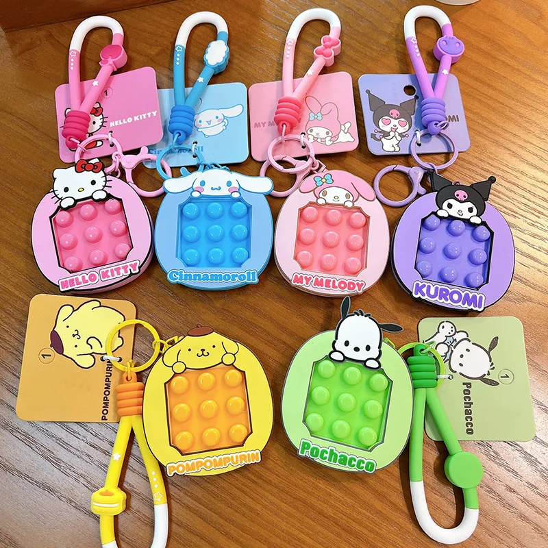 

Cartoon Sanrio Kuromi Bubble Machine Pendant Key Chain Cute Knead Happy Decompress Toy Creative Melody Car Keychain Gifts