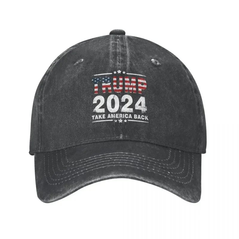 

Y2K Трамп 2024, американская снова Республиканская мужская бейсбольная Кепка из потертого денима, модная уличная Всесезонная дорожная Кепка От Солнца