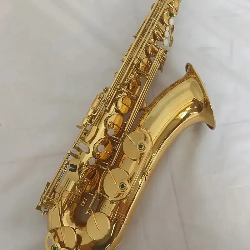 

Профессиональный тенор-саксофон Gold Bb, латунный позолоченный профессиональный тенор-саксофон, тонкий и прочный джазовый инструмент