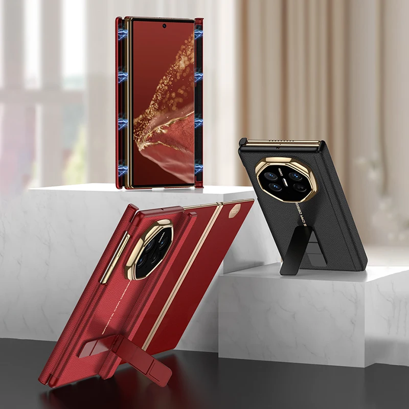 Double Magnetic Hinge All-included Case For Huawei Mate XT Luxury Plating Plain