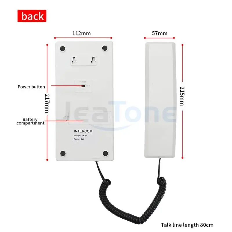 JeaTone 2.4GHz Wireless Recharged Audio Door Phone Intercom System Secure Interphone Handsets for home warehouse office