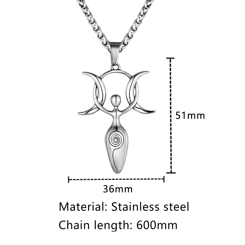 Charme Maan Spiraal Godin Ketting Mannen Vrouwen Wicca Neopagans Rvs Hanger  Amulet Vruchtbaarheid Godin Sieraden Meisje Geschenken - AliExpress, image size:1000x1000
