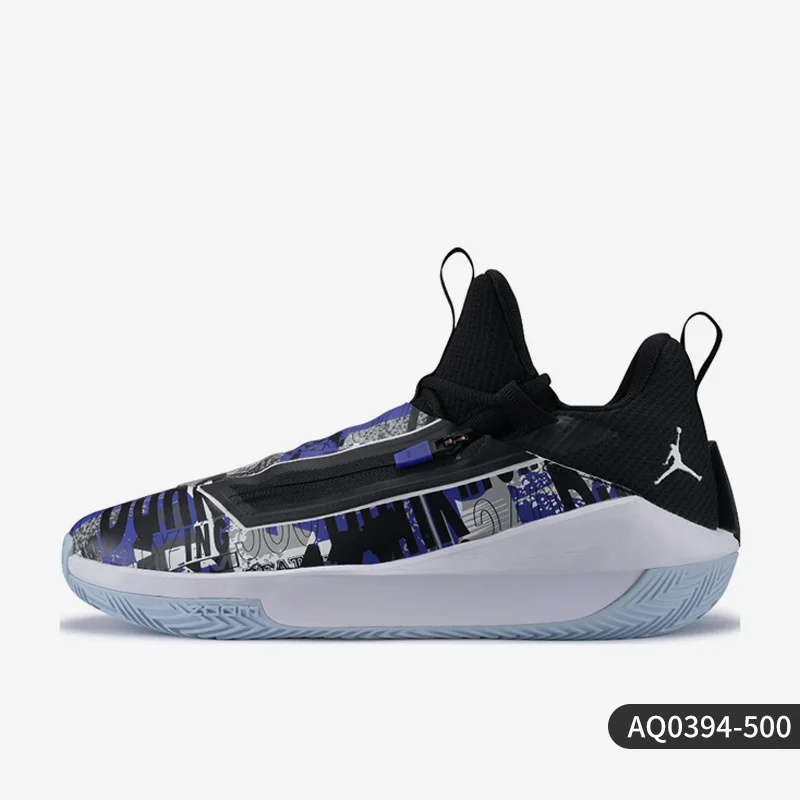 Oficjalne, oryginalne męskie buty do koszykówki Nike Jordan Jumpman Hustle PF, sznurowane, amortyzujące wstrząsy, odporne na ścieranie, niskie, model AQ0394-500