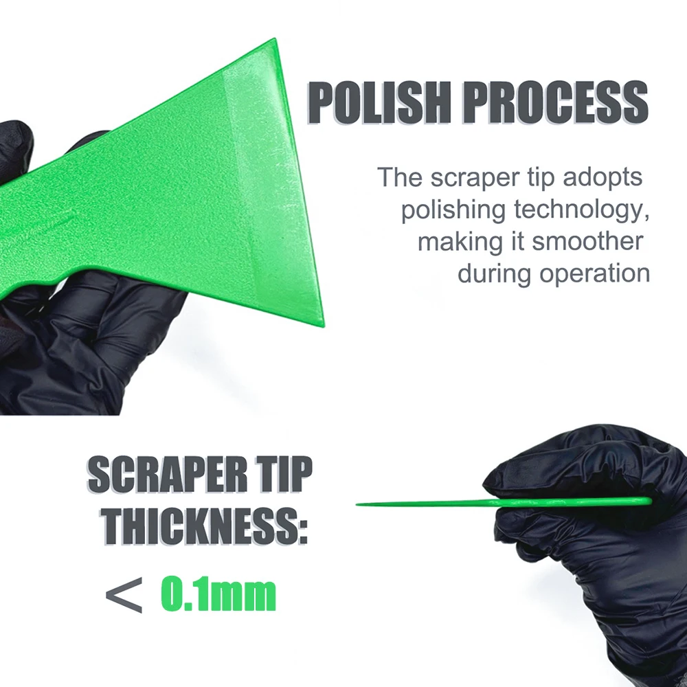 AUTOBRIGHT Professional Green Triangle Car Wrapping PPF Scraper set Squeegee Multi-Size Plastic for CAR Film sticking Tools