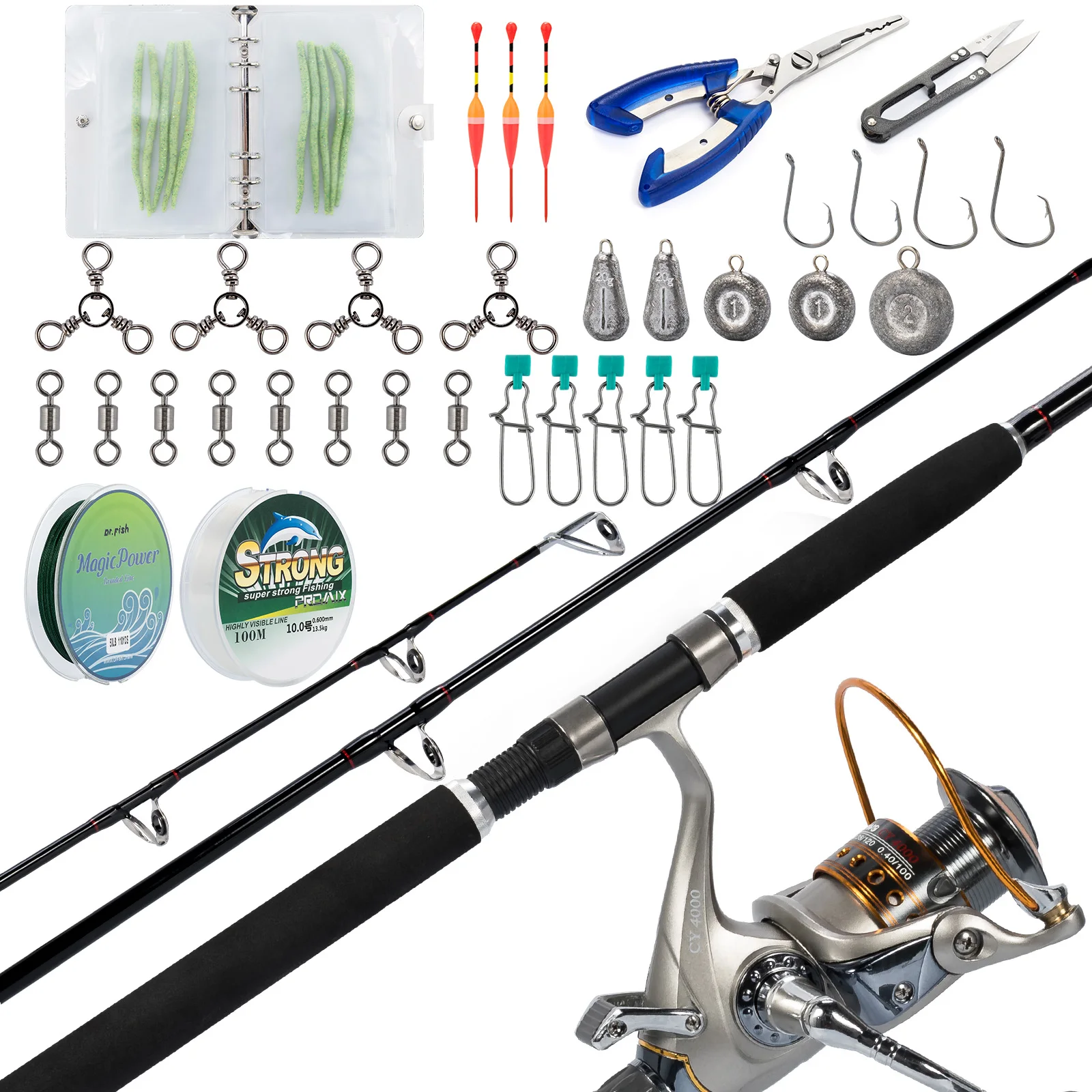 Dr.Fish Catfish Rod and Reel Combo 7ft Spinning Trolling Rod