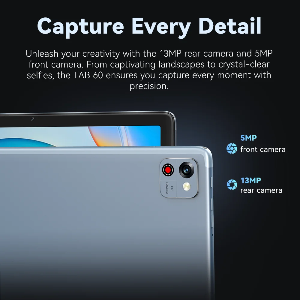 Cubot TAB 60, 2024 New Tablet, Android 13, Octa-Core, 8GB RAM(4GB+4GB), 128GB ROM, 10.1" HD+ Screen, 6000mAh, OTG, Wifi 6 5
