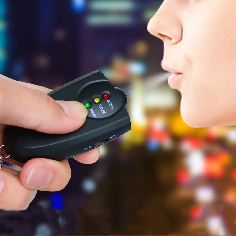 Portable Breathalyzer Keychain Breath Alcohol Tester Button Control Tool Keyring 