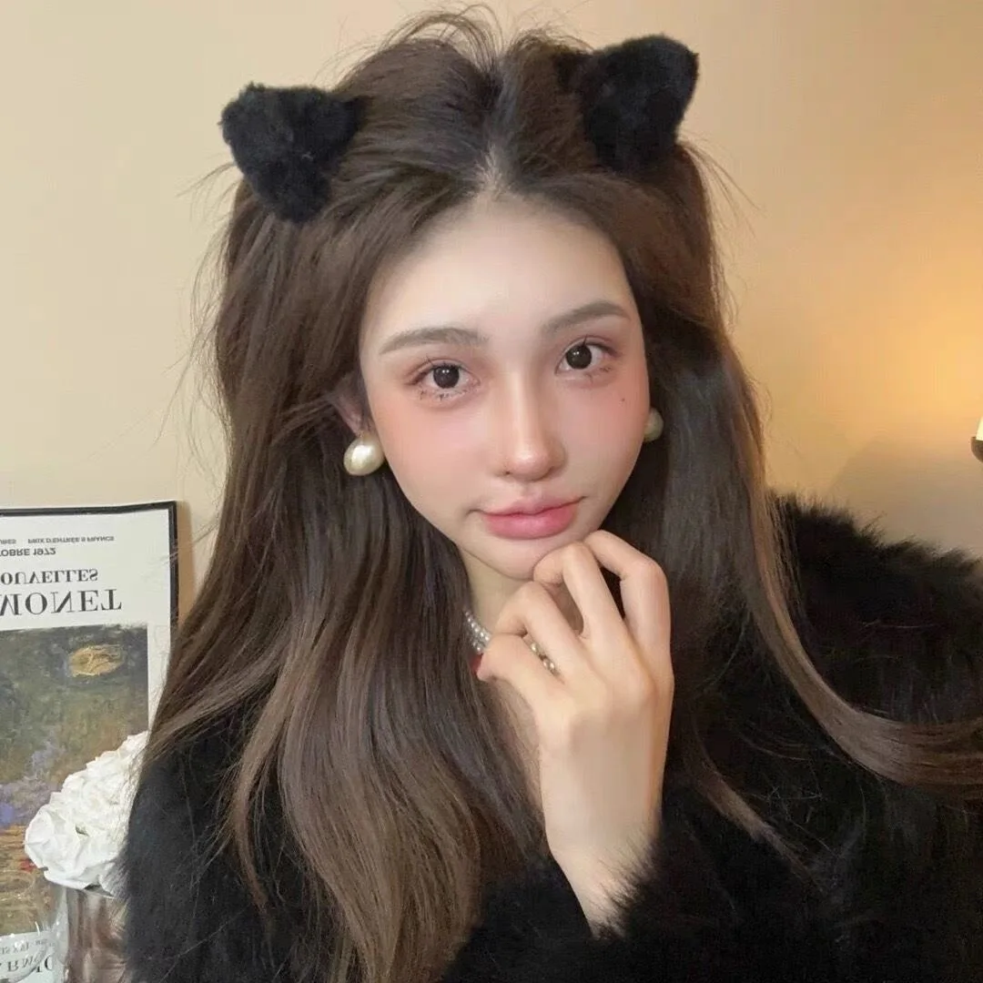 Cat Ear Hair Clips Fluffy Plush Hair Claws Hairpin for Women Girls Cute Side Barrettes Mini Claw Clip Headwear Hair Accessories