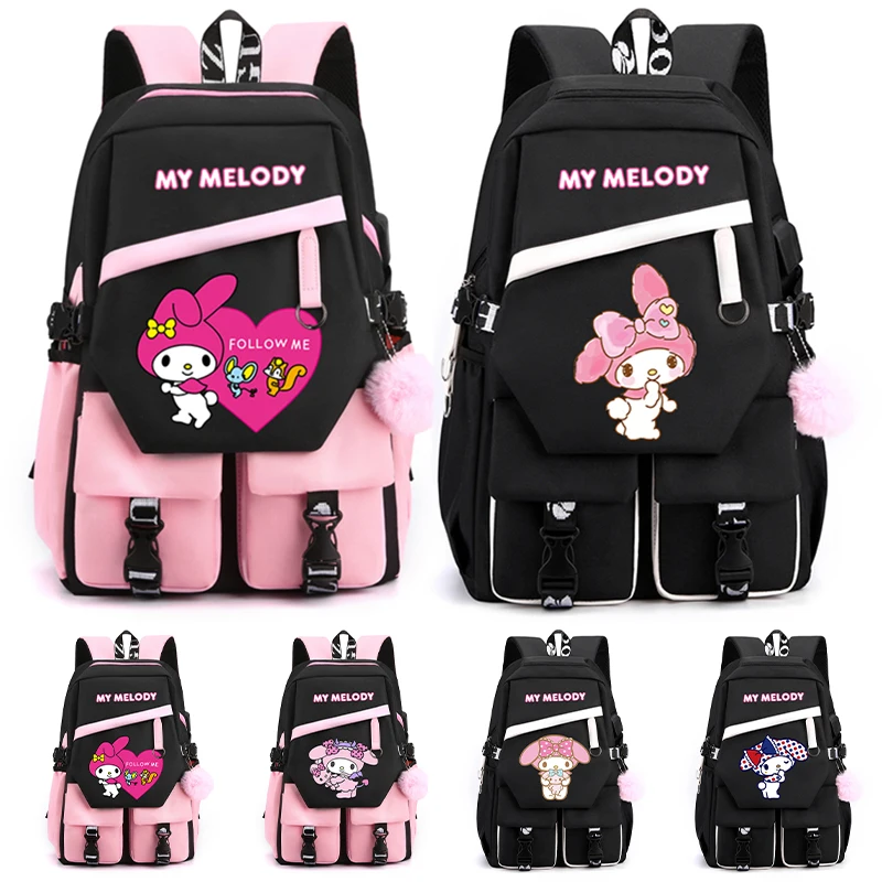 

Рюкзак с аниме My Melody для девочек-подростков, школьный ранец для мальчиков и девочек, Женская дорожная сумка с мультяшным рисунком