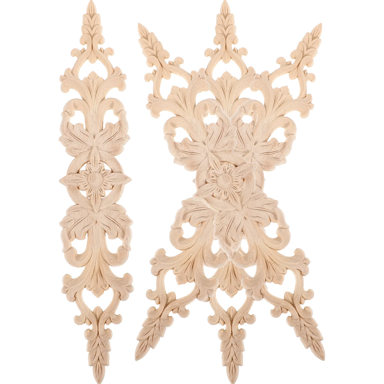 

4 Pcs Fireplace Decals Vintage Decor Appliques Cupboard Wooden Onlay Rubber Cabinet Decorative