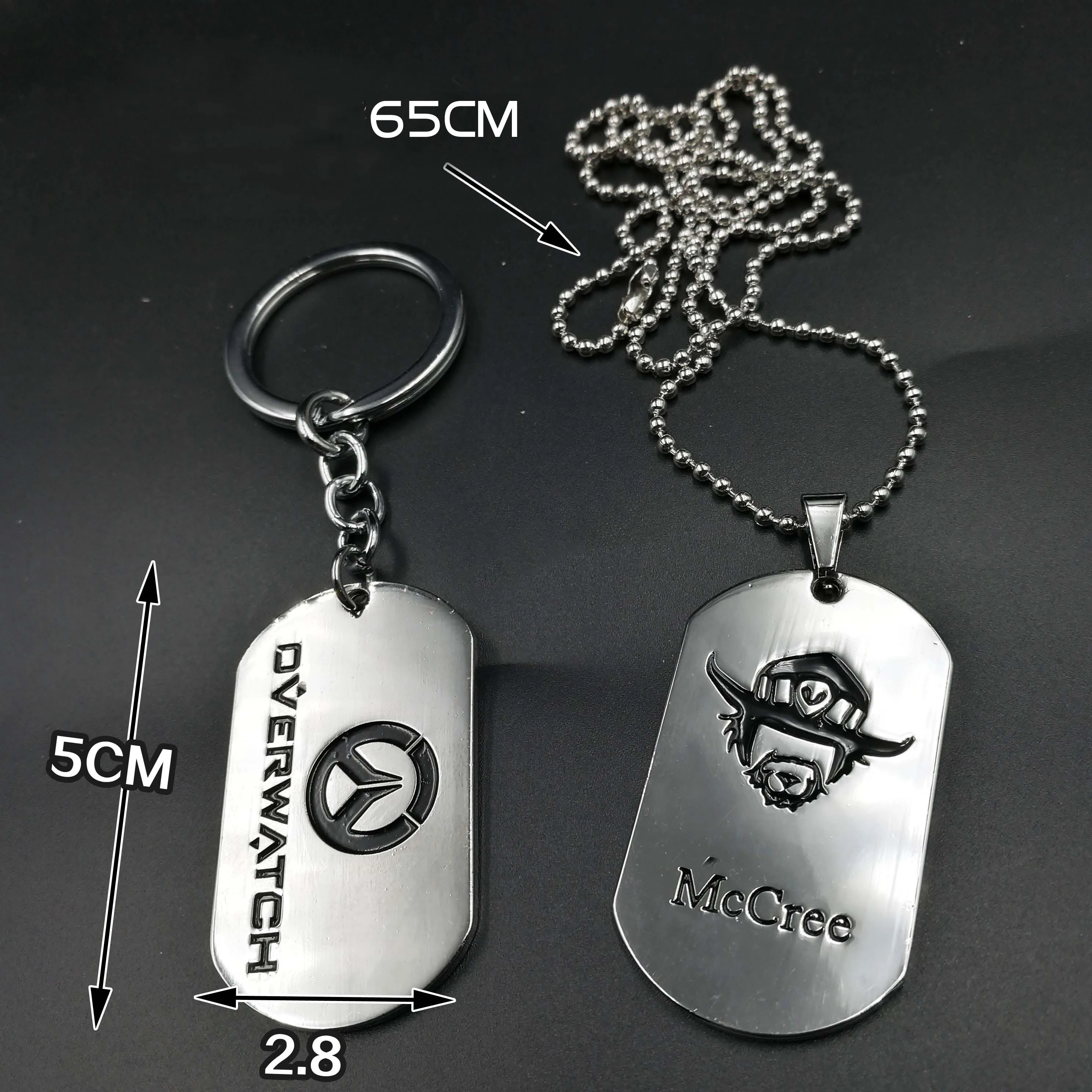 Overwatch D.va Hanzo Mei Necklace Keychain Noble Dog Tag Titanium