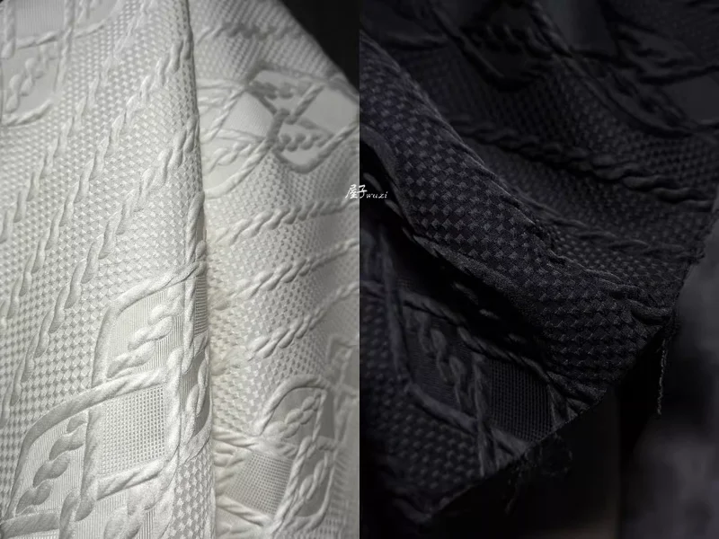 Description Picture 2 of itemJacquard Embossed Fabric Solid Color Fried Dough Twists Knitting Coat Cloth Apparel Diy Sewing Polyester Nylon Cotton Material