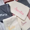 Personalized Kid Name Baby Blanket Embroidered New Born Baby Blanket Stroller Swaddles Breathable Cotton Knitted Blanket Bedding 4