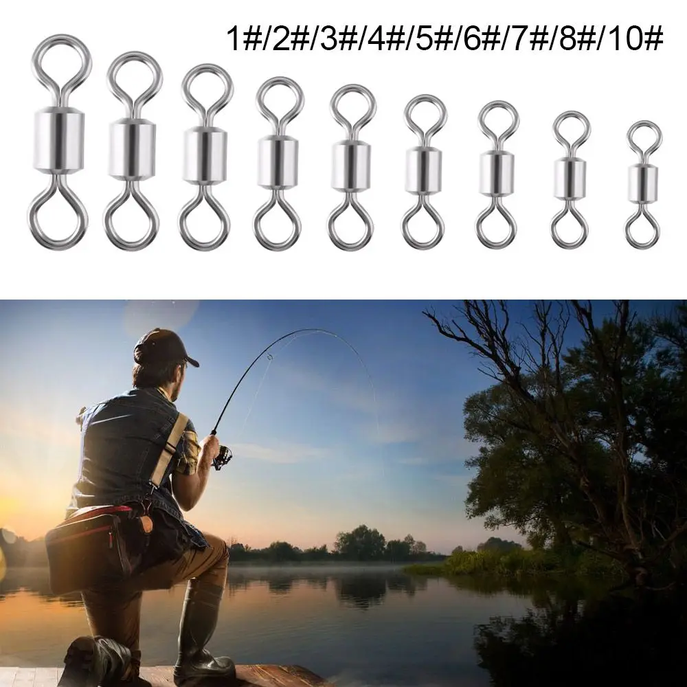 100pcs/lot High Strength Durable Bearing Barrel Solid Ring Fishing  Connector Rolling Swivels Fishing Rolling Swivel Connector - AliExpress