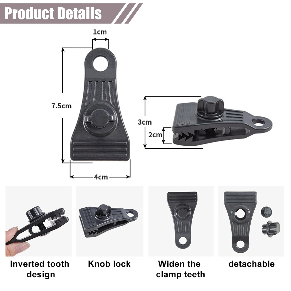 Tarp Clips Heavy Duty Lock Grip Clamps Pool Cover Tent Fasteners Holder Windproof for Canopy Awnings Outdoor Camping 5/10Pcs tent clips