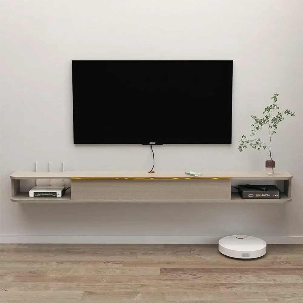 

Floating TV Stand, 75'' Wall Mounted Entertainment Center TV Media Console, Floating Shelves with Door(Grey, 74.8IN)