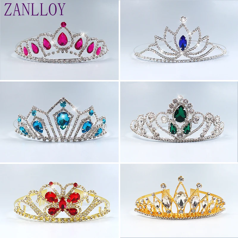 ZANLLOY Fashion Fine Ladies Party Princess Birthday Shiny Colorful Crystals Crown Bridal Wedding accessori per capelli regalo di gioielli