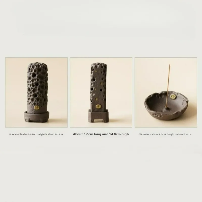 Zen Stick Incense Burner with Lid Ceramic Retro Aromatherapy Holder for Home Indoor Tea Room Desktop Meditation Decor Gift