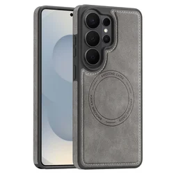 Luxury Business Leather Magnetic Phone Case - Galaxy S23 Ultra (Gray)