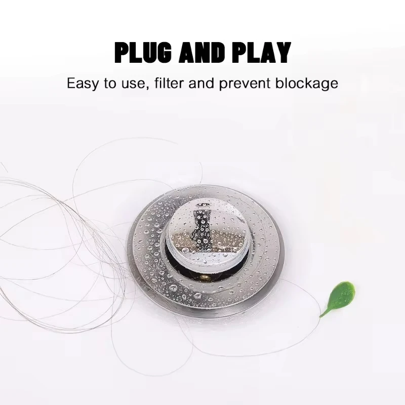 Shower Sink Strainer Washbasin Plug Anti Odor Pop-Up Bounce Core Basin Stopper Hair Catcher Stainless Steel Filter Bouncing Core