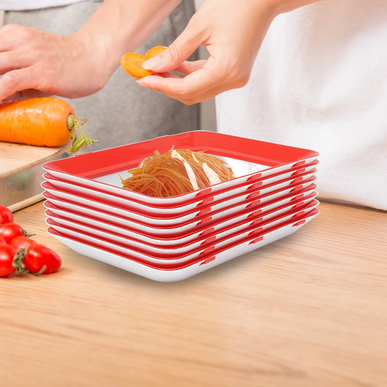 8pcs/6pcs/4pcs Reusable Food Storage Containers Airtight Lock Freshness Plates Set Stackable for Fridge/Freezer