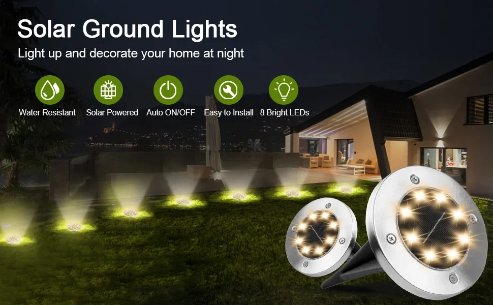 Description Picture 2 of itemLED Solar Powered Lawn Lamp IP65 Waterproof Courtyard Decoration Floor Lamp Channel Landscape Lamp Underground Deck Spotlight