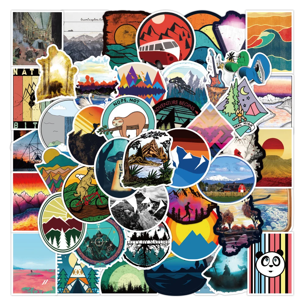 

10/30/50/100pcs Outdoor Travel Camping Graffiti Stickers Cartoon Decals Skateboard Laptop Phone Motorcycle Decoration Sticker