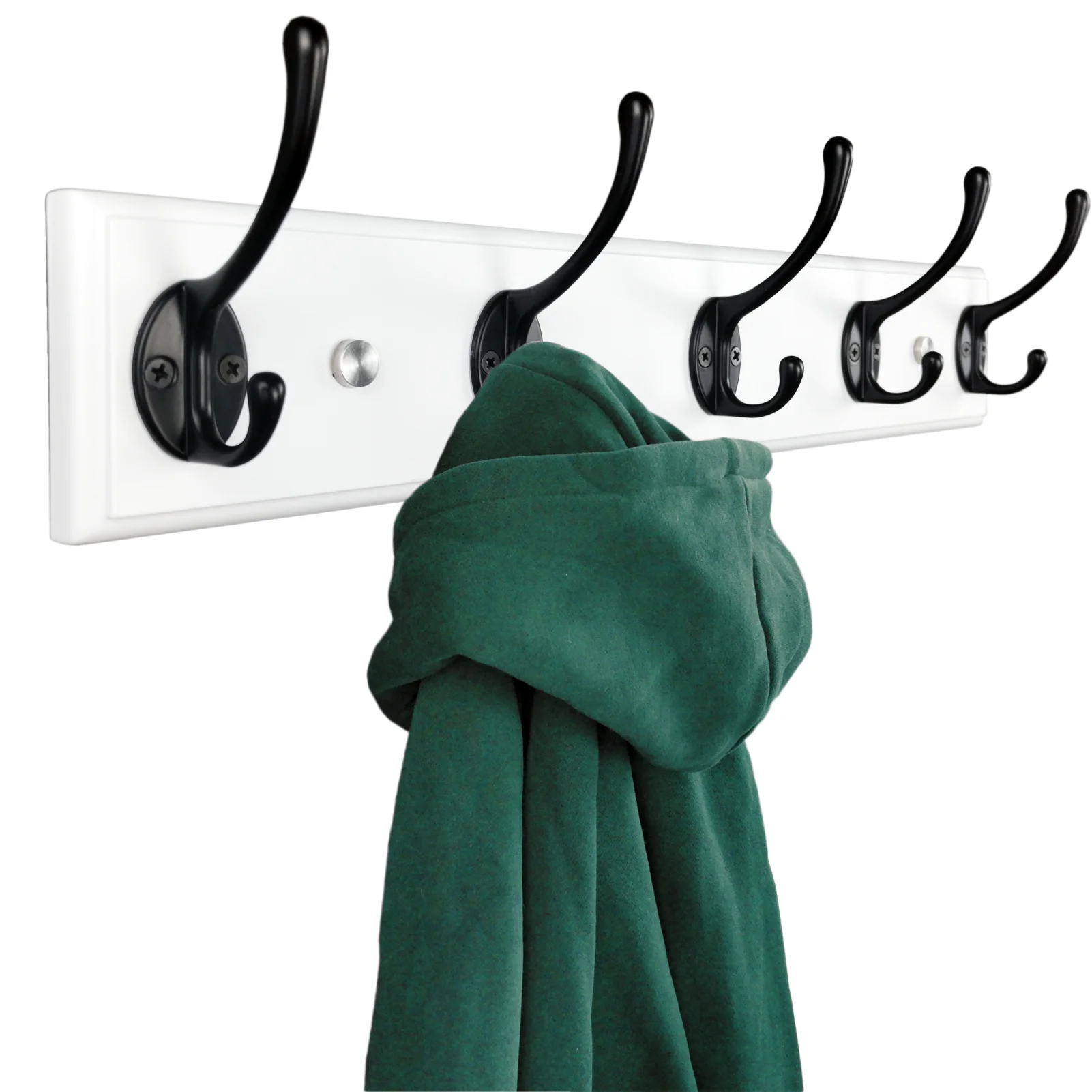 

5 крючков, деревянные вешалки на стену, 17,3 дюйма (44 см), белые прочные крючки для входа в коридор, вешалки для одежды, шляпы
