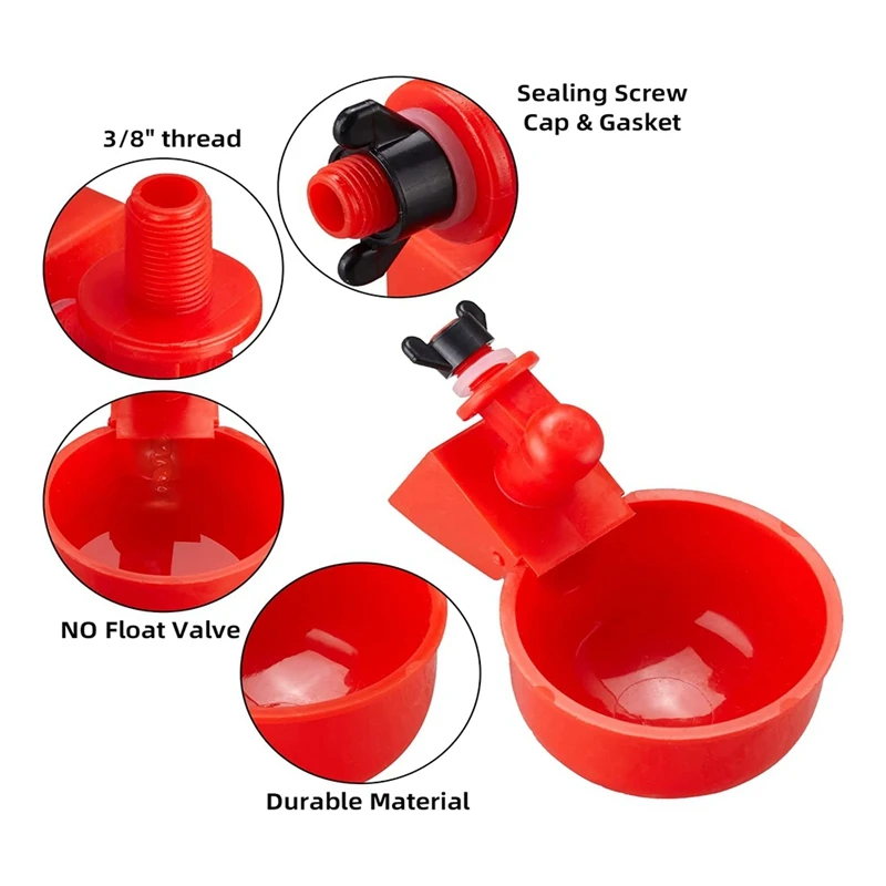 Chicken Water Cups, Automatic Chicken Waterer Kit For Poultry Filling Waterer Poultry Drinking Bowl For Chicken