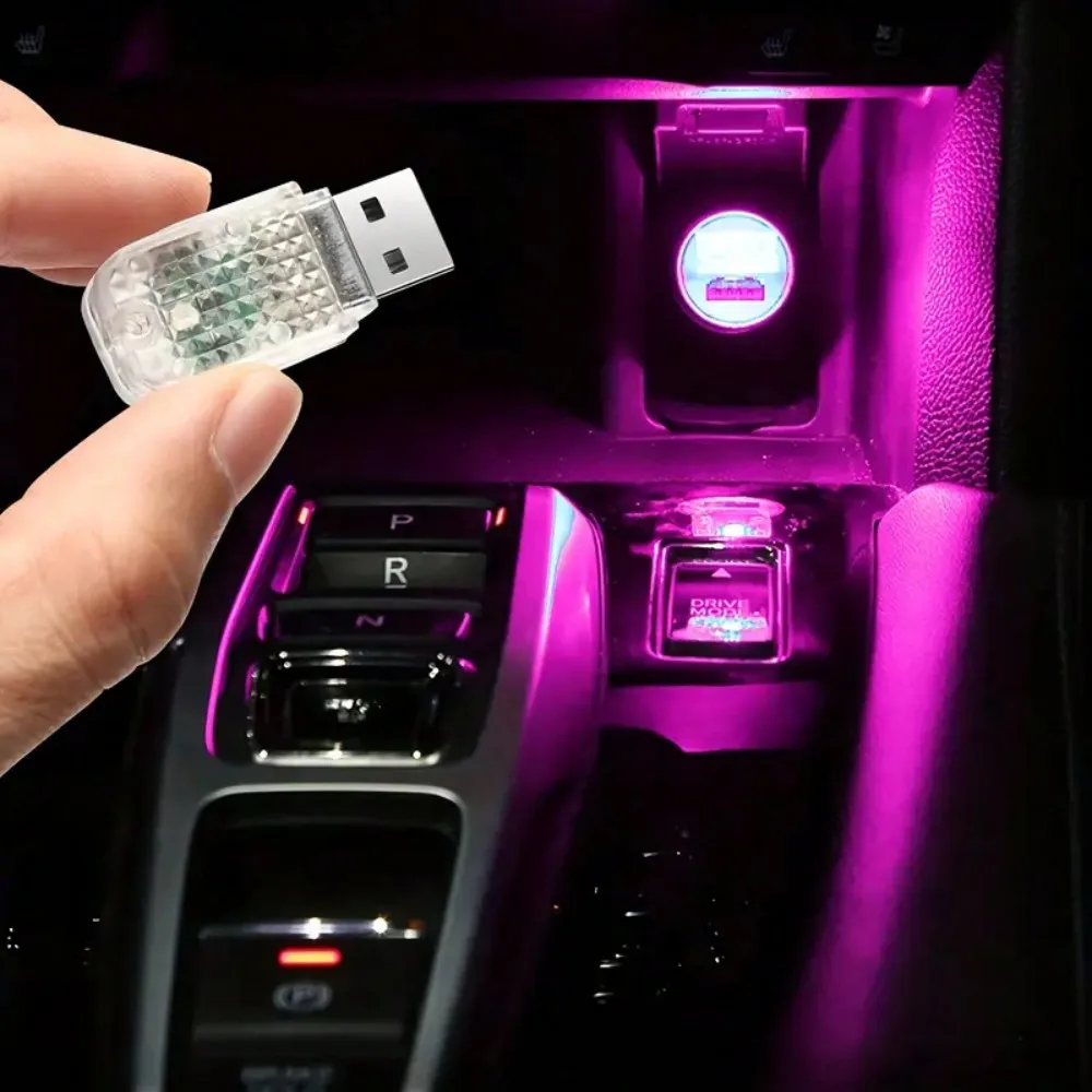LED Car Ambient Light USB Operated Auto Interior Decoration RGB Atmosphere Lighting Portable Night Light Vehicle Accessory