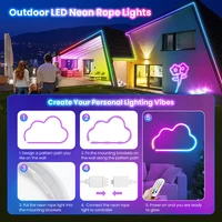 10M/5M/3M Neon WIFI RGB Led Strip Lights Outdoor Waterproof with Music Sync, 108leds/m DIY Tape with Remote and App for Bedroom - Image 6