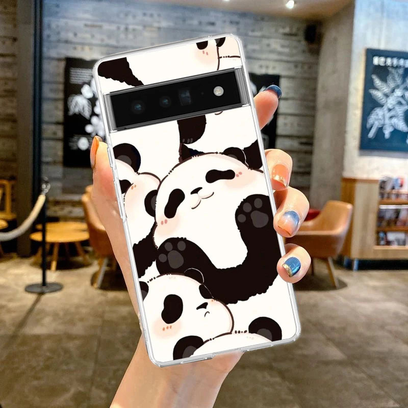 Clear TPU Phone Case with Cartoon Panda Design