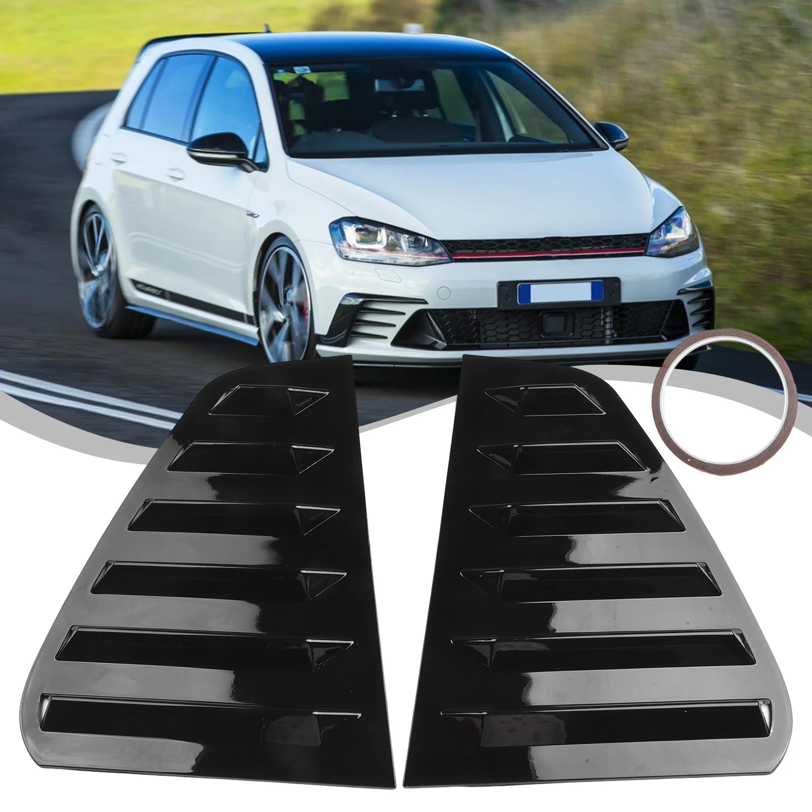 

Shutter Louver Cover Add an Element of Elegance Gloss Black Rear Side Door Glass Shutter Louver Cover for Golf 7 MK7