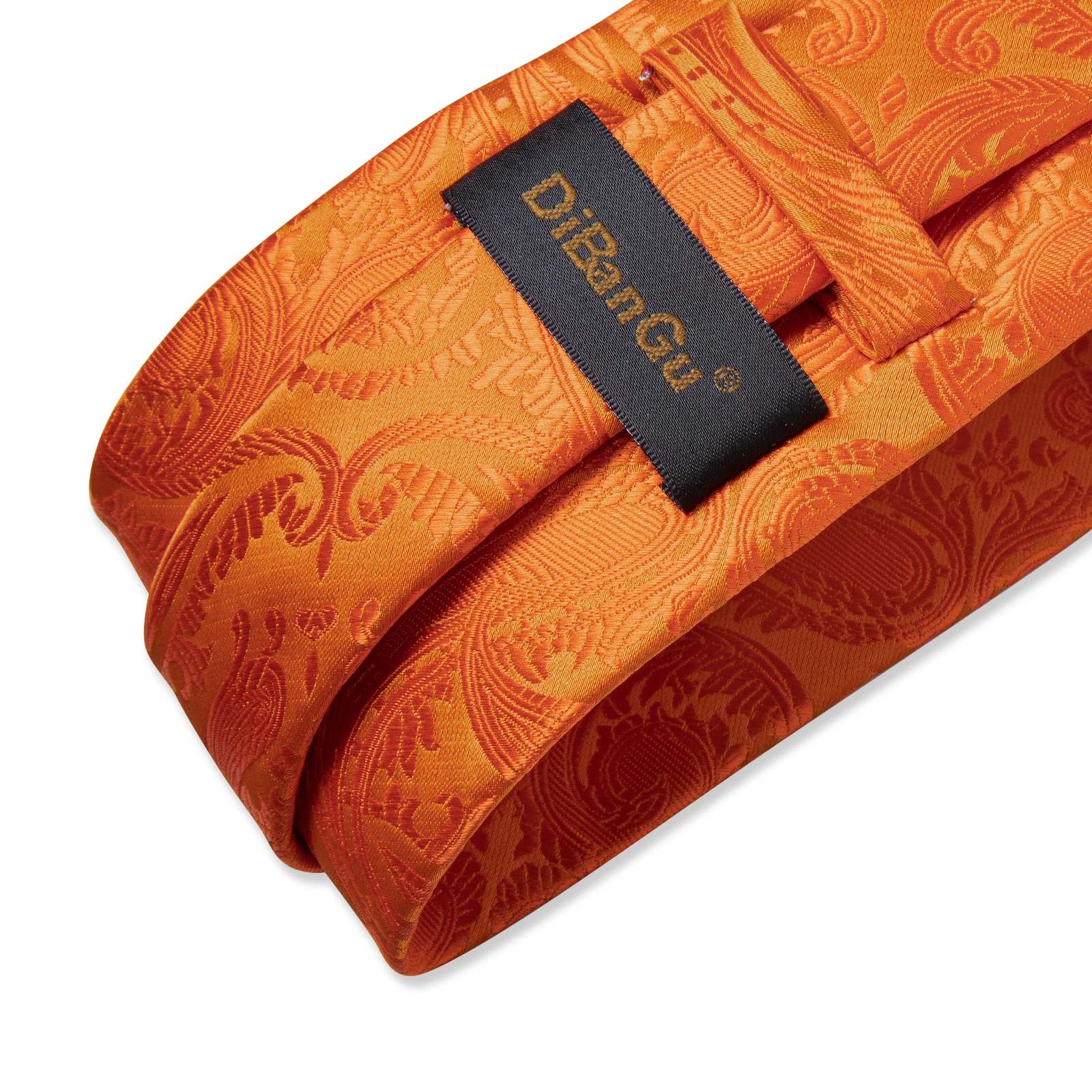 8cm Orange Paisley Silk Ties for Men Pocket Square Cufflinks 150cm Length Business Wedding Party Neck Tie Accessories