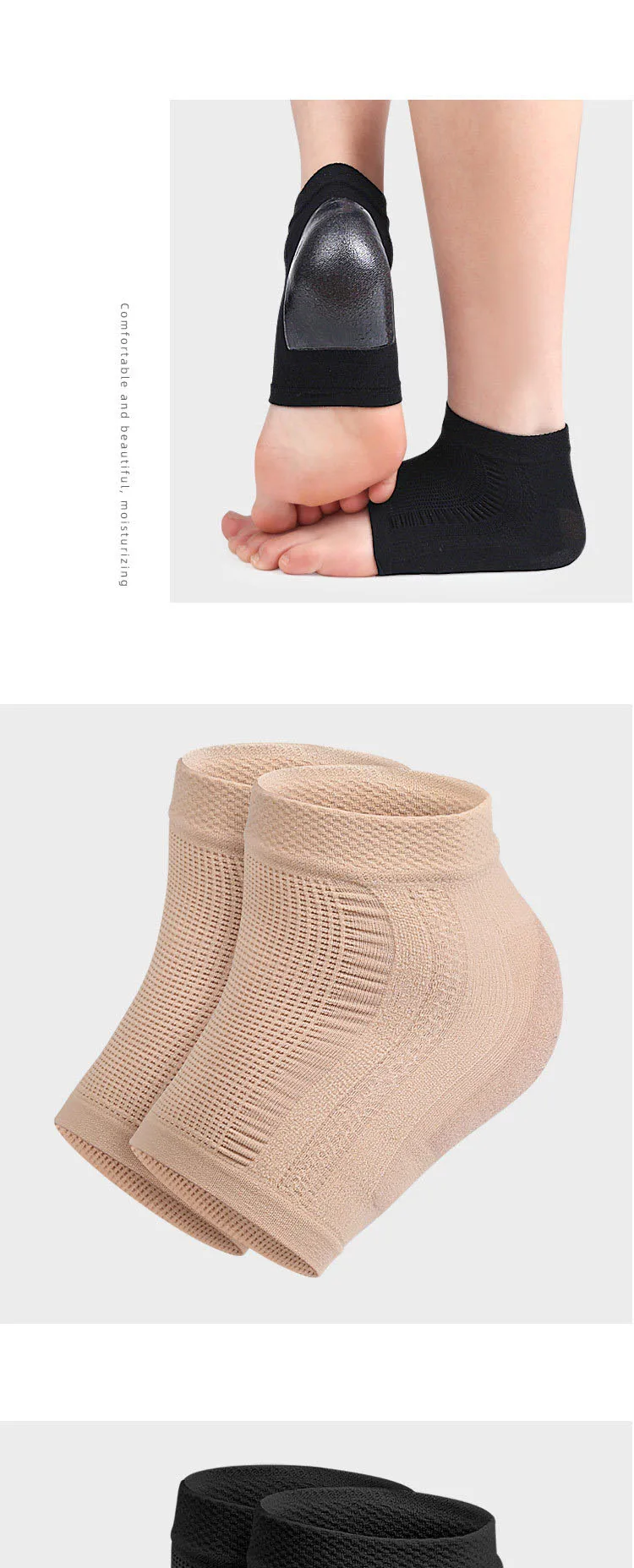 Fersenschutz Mesh Gel Silikon Fersensocken Fußabdeckung Feuchtigkeitsspendende Anti-Verschleiß Anti-Trocken Rissige halbe kurze Socken Fersenabdeckung Pads – Detail 9